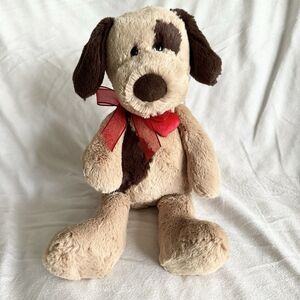 Aurora World Cooper Brown Dog Puppy Plush Sitting Red Bow 14” Toy 2024